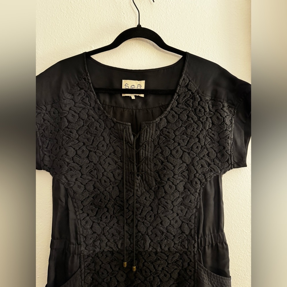 Sea Black Textured Women's Dress